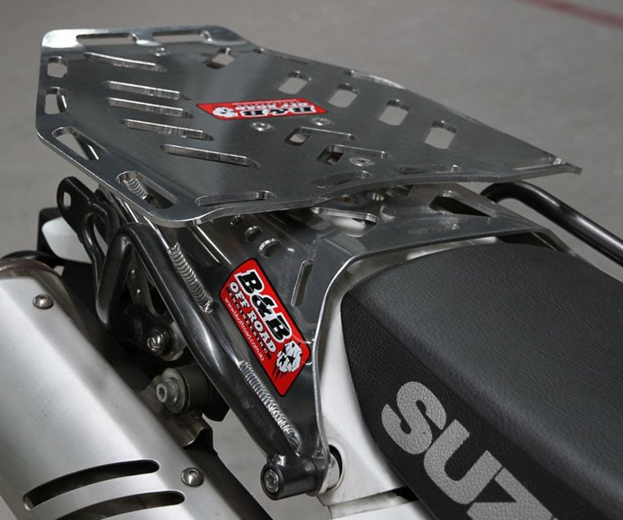 DR650 luggage rack and plate polished aluminum